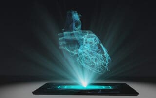 Hologram of heart coming out of a smartphone