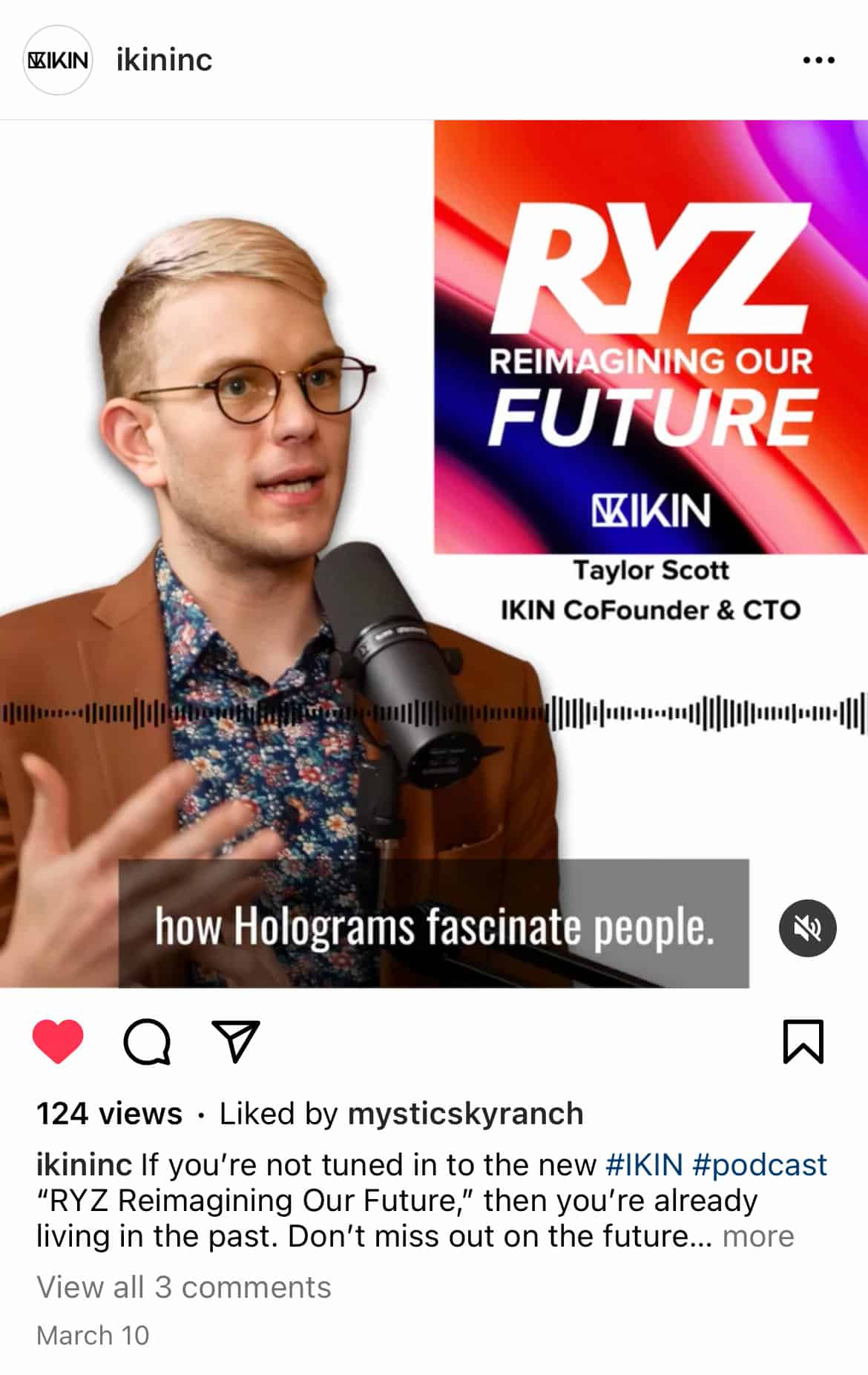 IKIN CTO Taylor Scott podcast thumbnail from Instagram