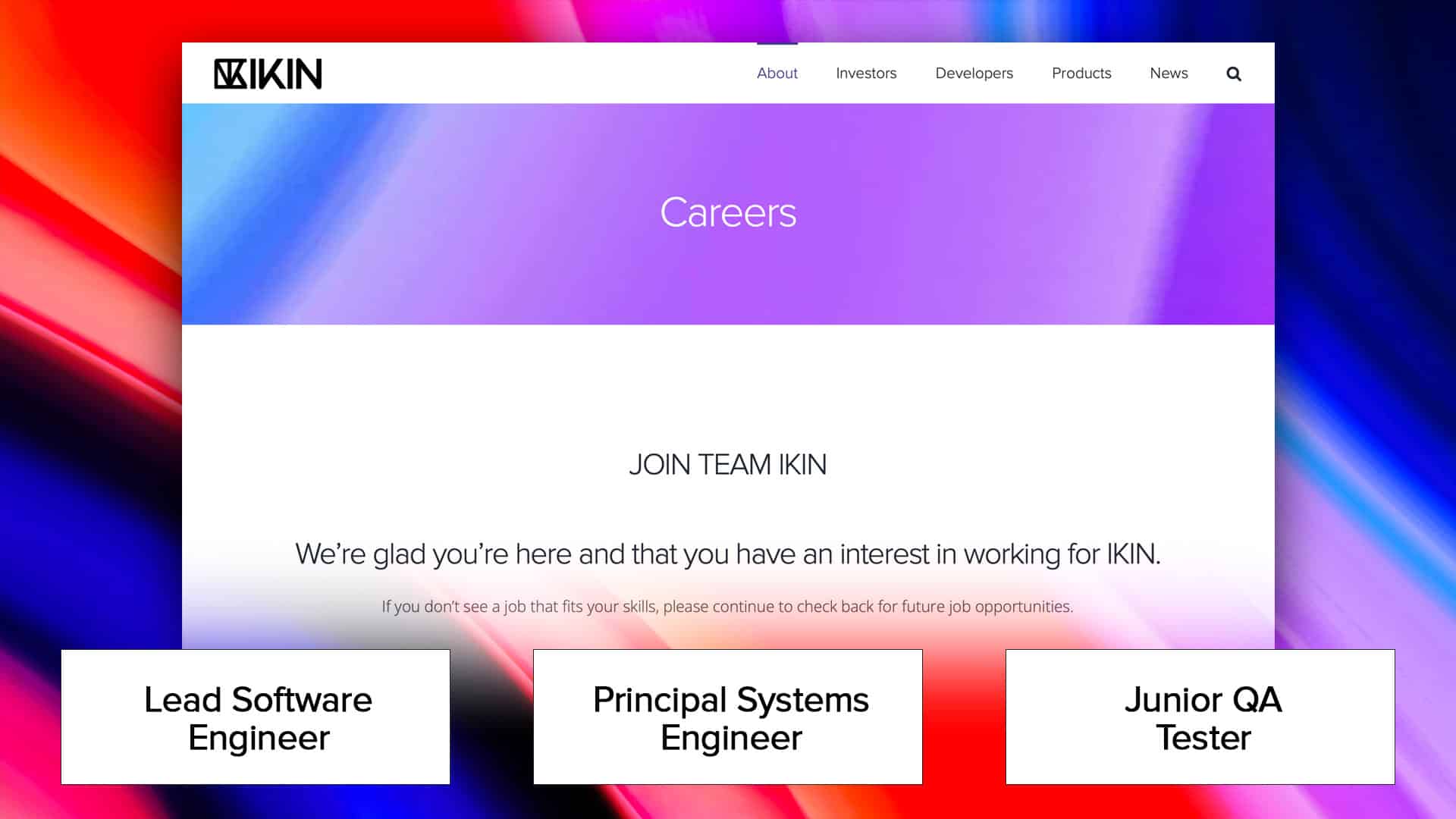 IKIN is hiring screenshot